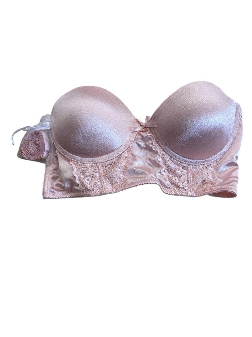 New Satin Lace Push-Up Bra - Light Pink